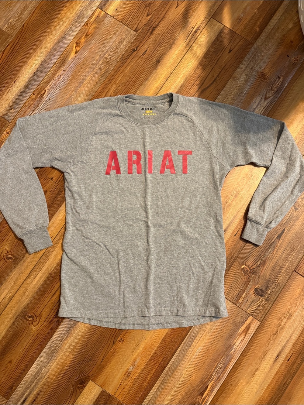 Ariat Heather Gray Long Sleeve Tee with Pink Logo